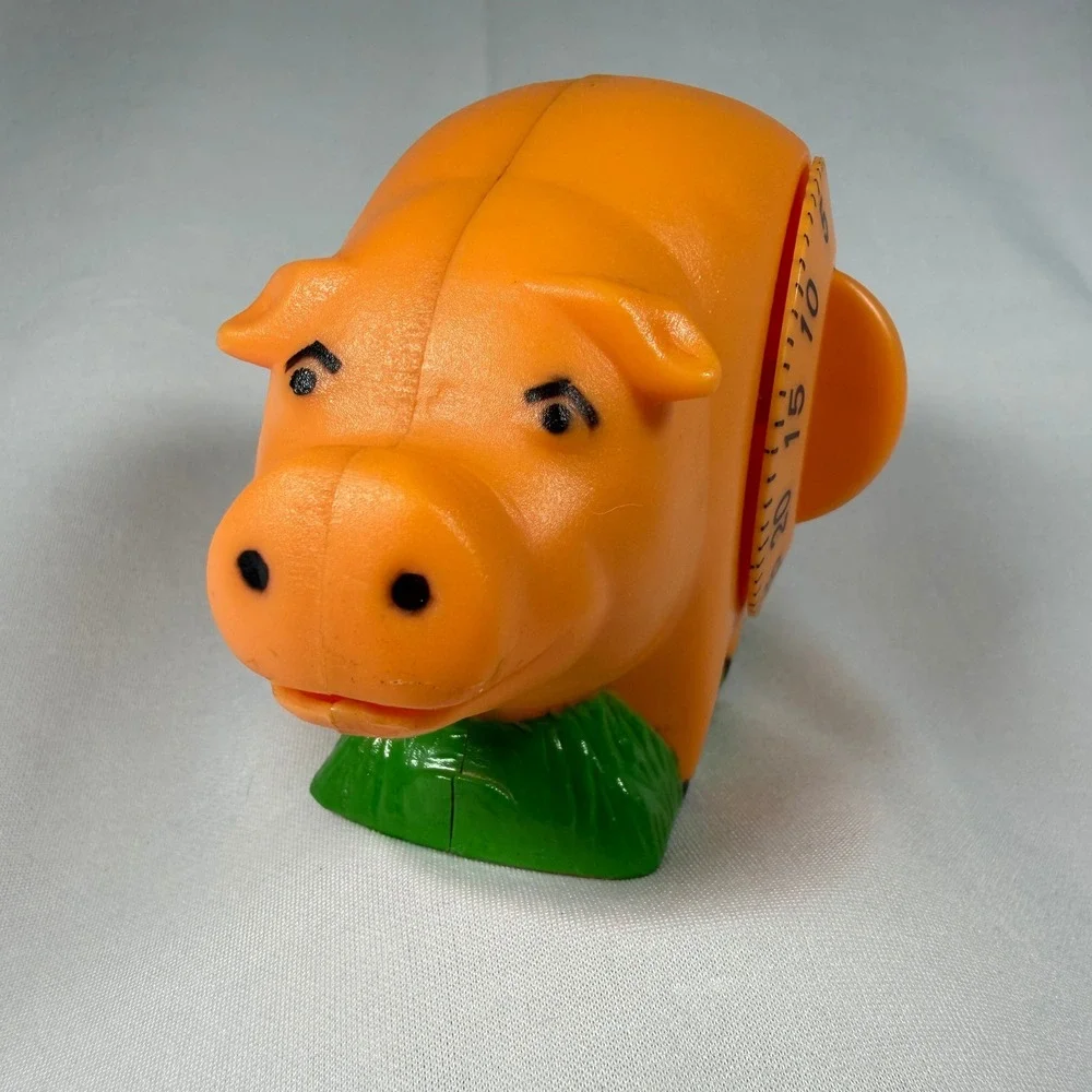 Vintage Pink Pig Kitchen Timer 60 Min Mechanical Ticking Farmhouse Novelty Prop